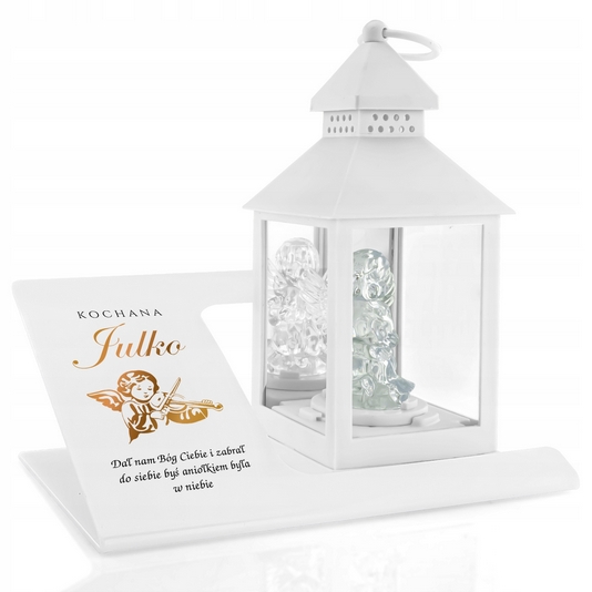 Personalizovaná Lampášová Lampa Anjel pre Detský Hrob
